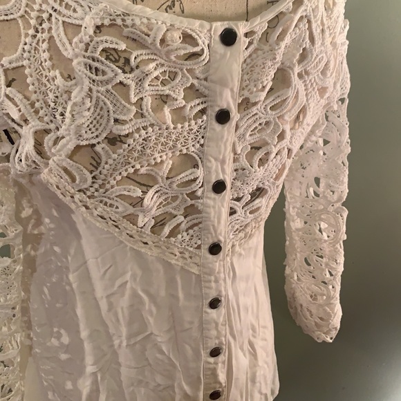Beautiful shirt lace by altard state sz small white - Picture 4 of 9